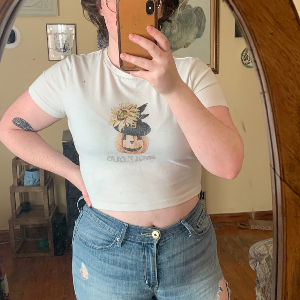 “Witch Please” Cropped White Tee